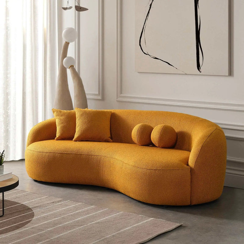 Drake - Japandi Style Curvy Boucle Sofa by HouseOfZazla