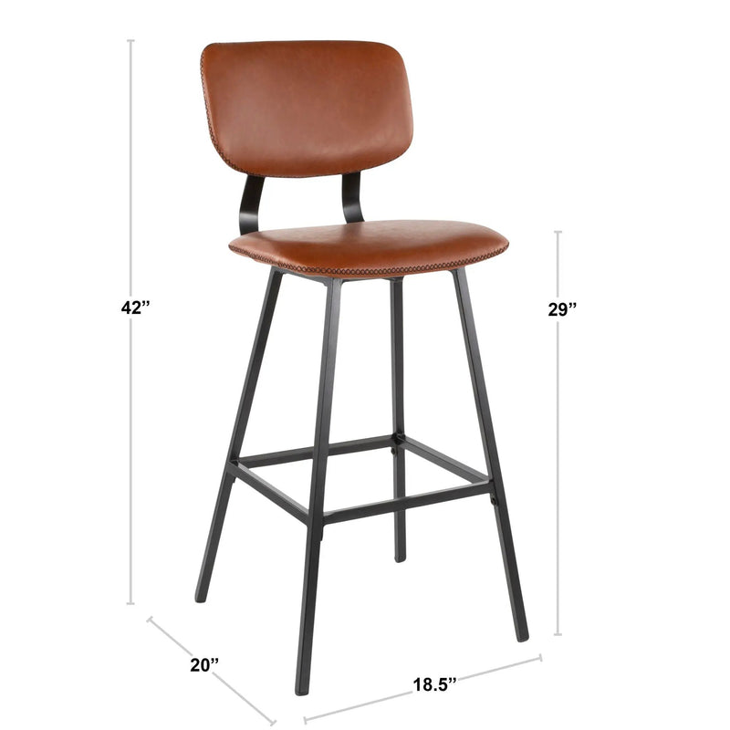 Foundry - Contemporary Barstool Zig Zag Stitching (Set of 2) - Black / Gray by Unique Piece Furniture