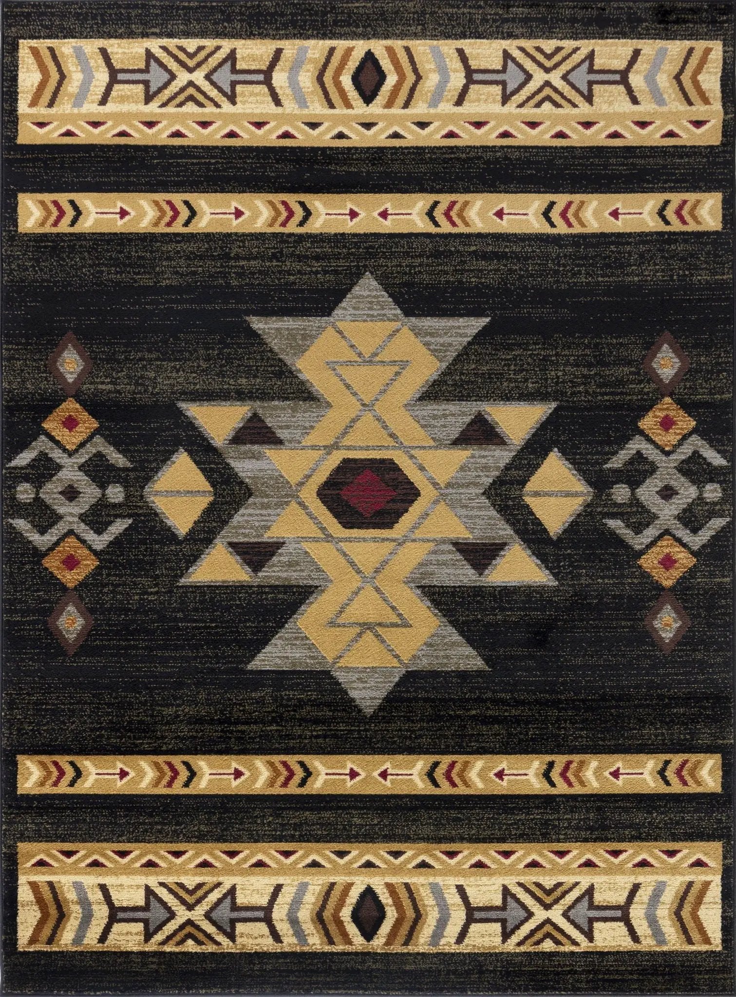 Tribes - 5'3" X 7'3" Southwest Area Rug - Black by Unique Piece Furniture