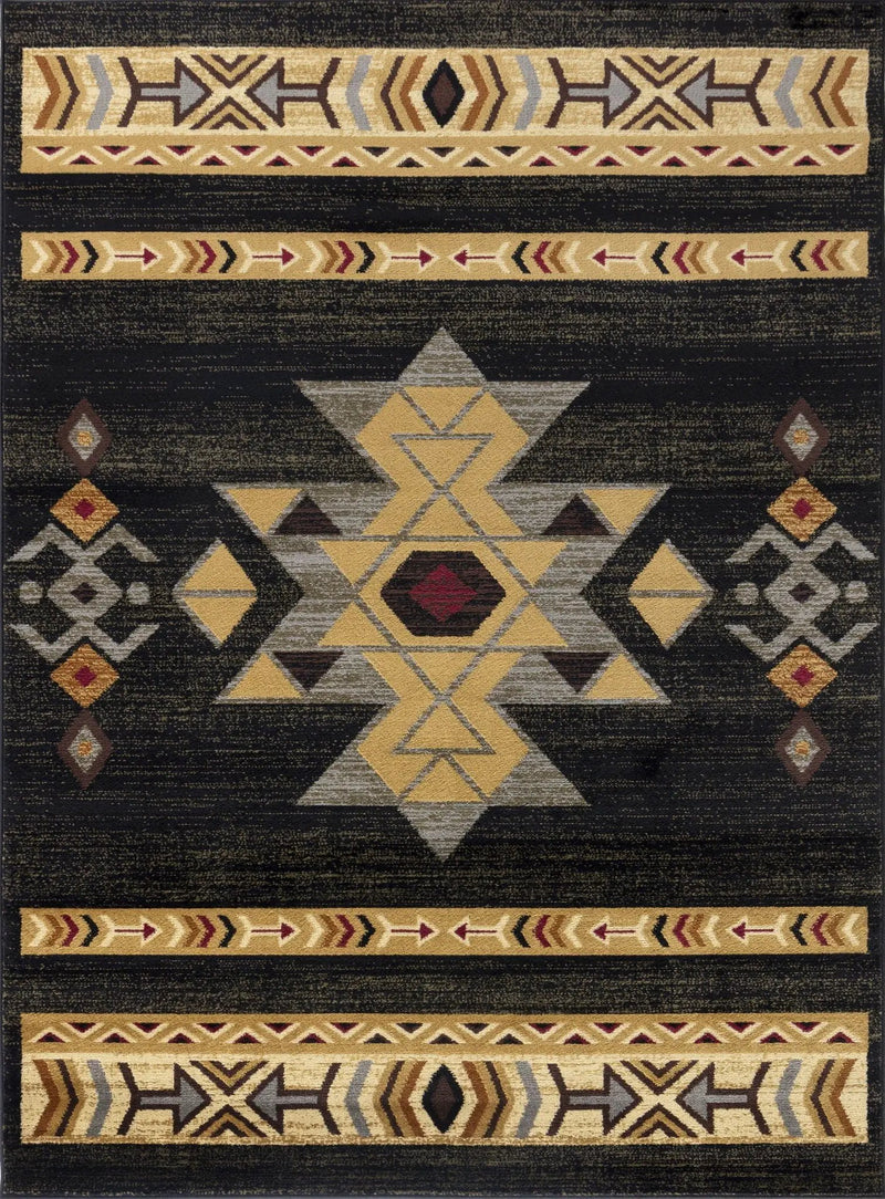 Tribes - 5'3" X 7'3" Southwest Area Rug - Black by Unique Piece Furniture