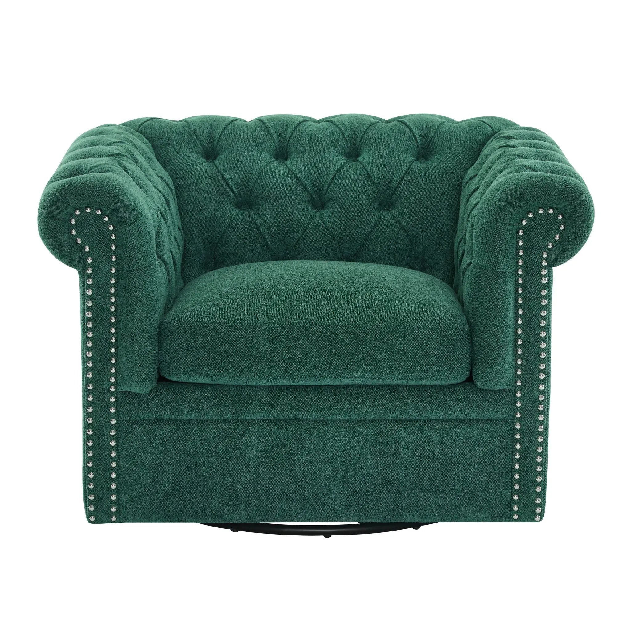 Chesterfield Style Swivel Club Chair With Button Tufted by HouseOfZazla