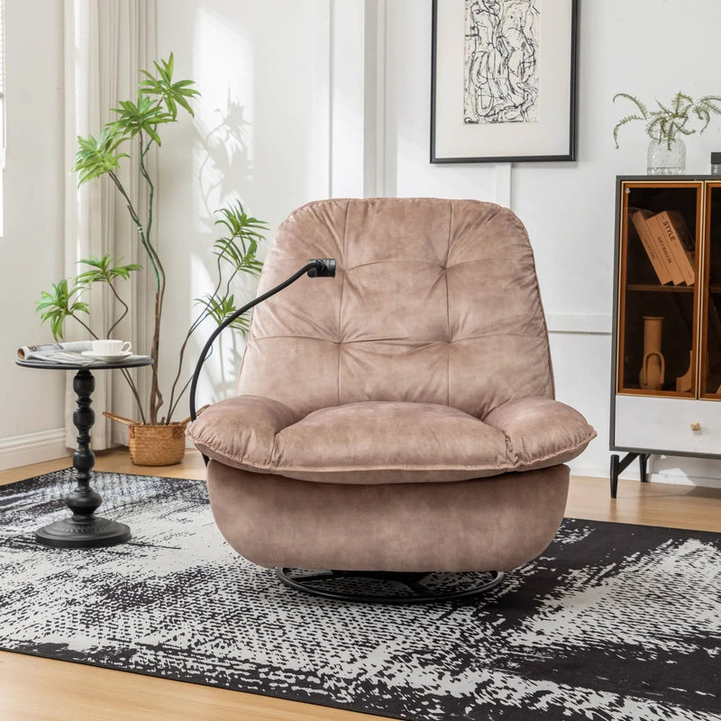 Modern Swivel Gliding Recliner Chair With Rocking Function And Phone Holder, Large Comfortable by Unique Piece Furniture