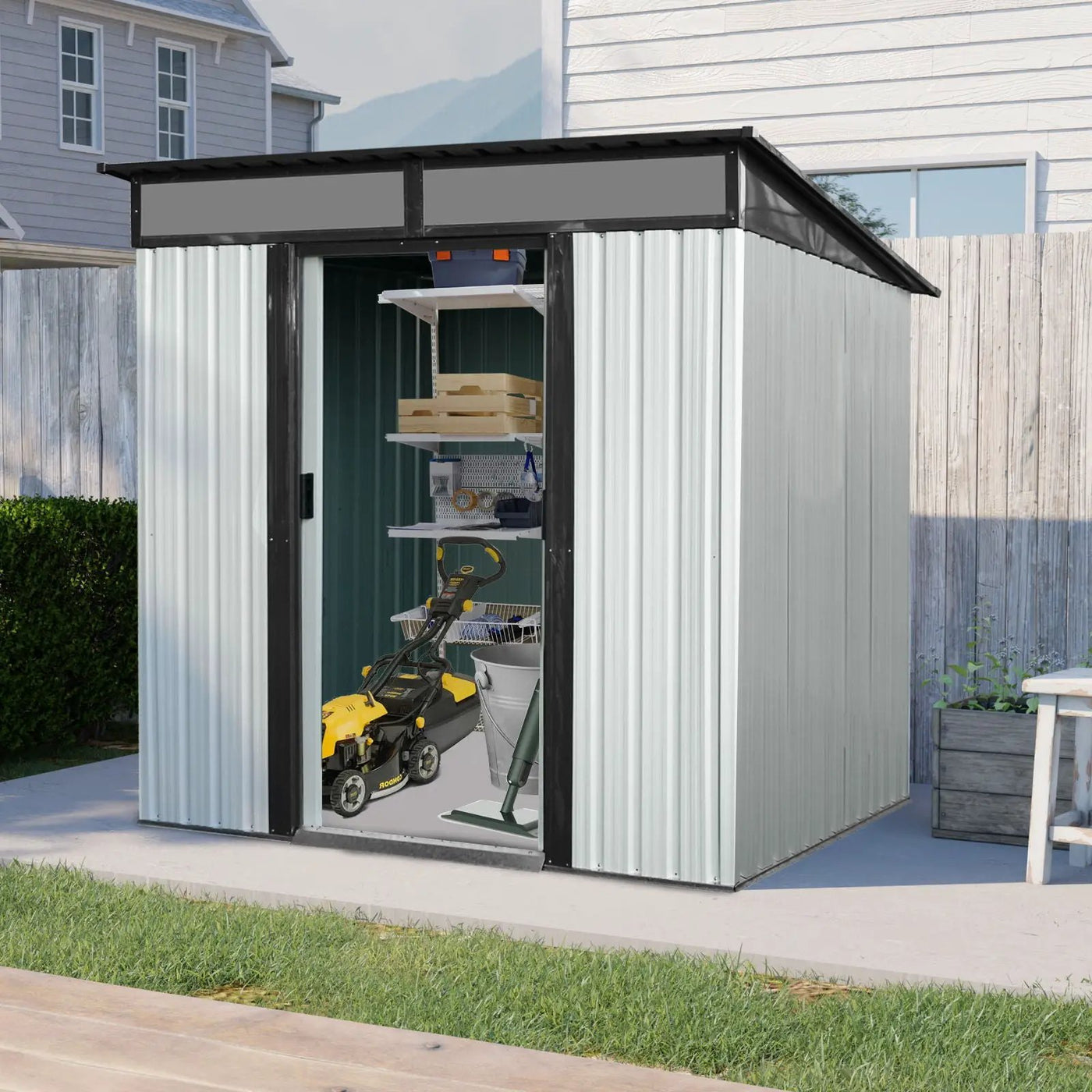 Outdoor Metal Storage Shed And Transparent Plate For Garden, Lawn by HouseOfZazla
