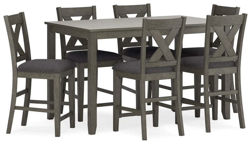 Caitbrook - Rect Drm Counter Table Set (Set of 7) - Gray by Unique Piece Furniture