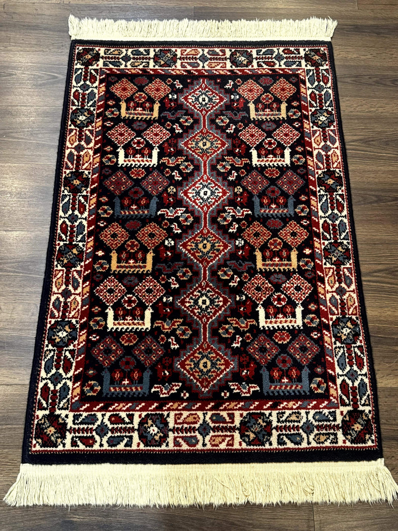 Small Karastan Rug 3x4, Yuruk Collection, Wool, Tribal, Geometric, Navy Blue by Jewel Rugs