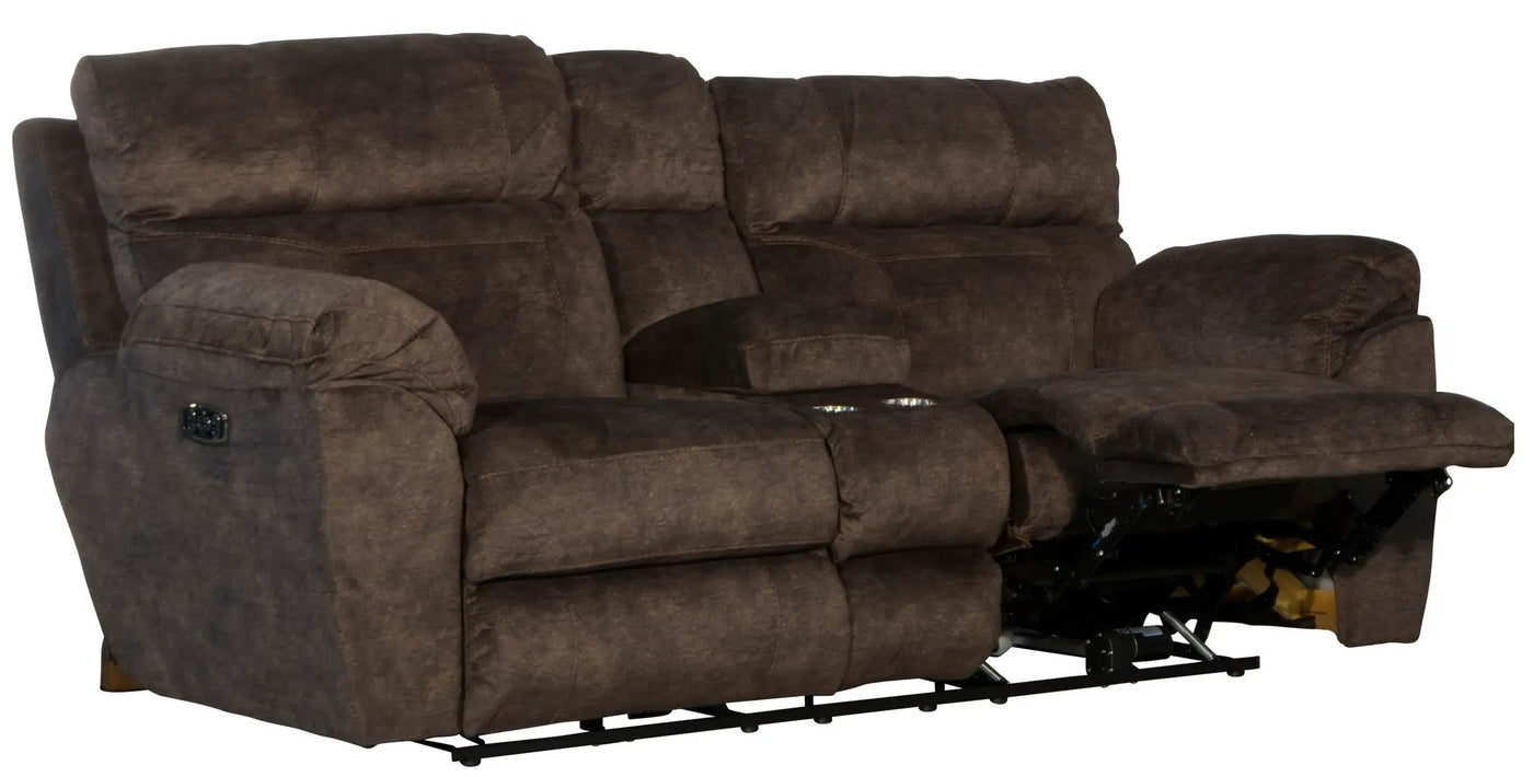 Sedona - Power Hdrst With Lumbar Lay Flat Reclining Console Loveseat With Storage & Cupholders by Unique Piece Furniture