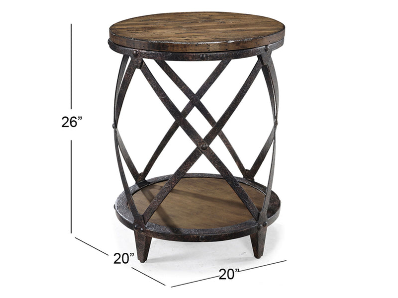 Pinebrook - Round Accent Table - Distressed Natural Pine, photo 4 of 4
