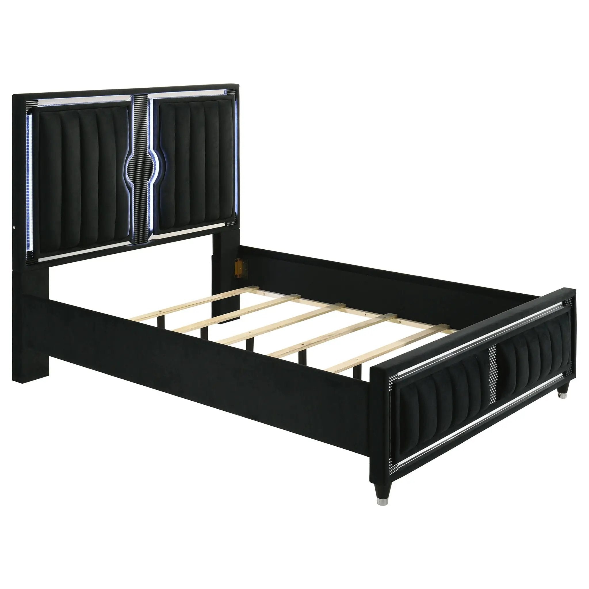 Ravenne 5-piece Velvet Upholstered Queen LED Bedroom Set Black by Unique Piece Furniture