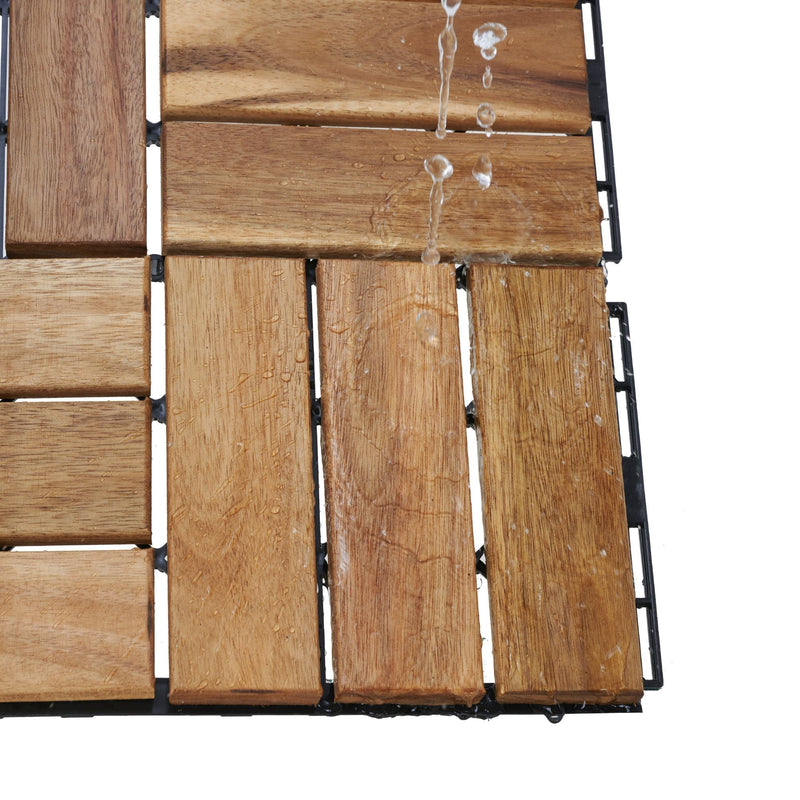 Interlocking Deck Tiles Checker Pattern, Square Acacia Hardwood Outdoor Flooring For Patio, Bancony, Pool Side by HouseOfZazla