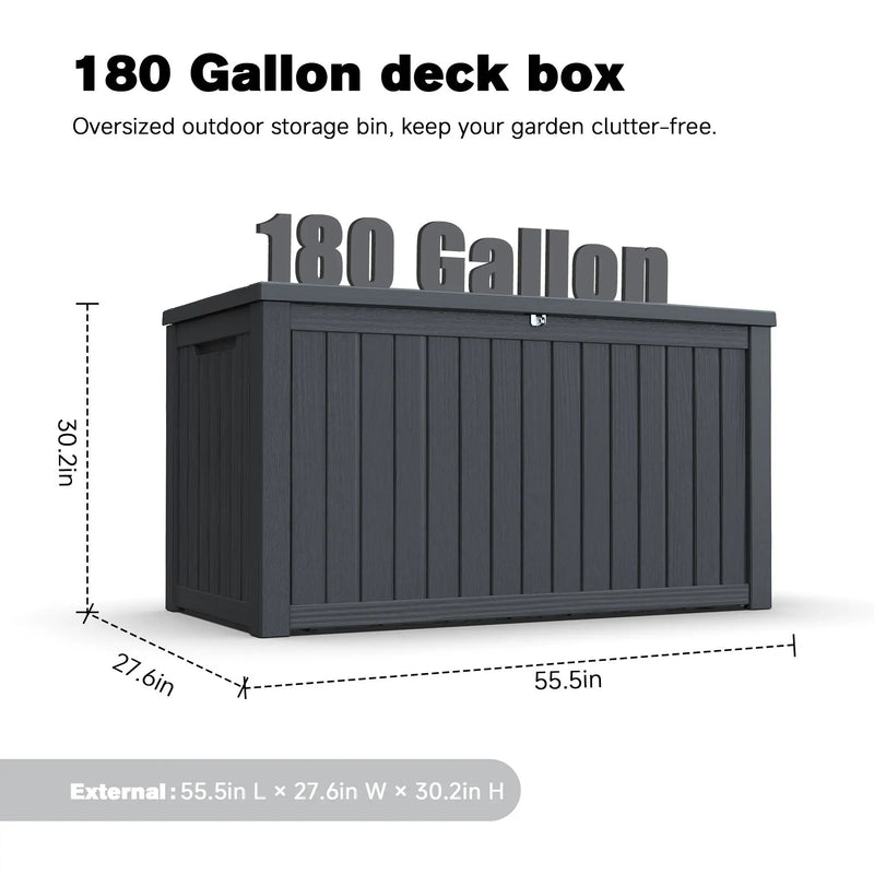 180 Gallon Large Outdoor Storage XXL Deck Box for Patio Furniture by HouseOfZazla