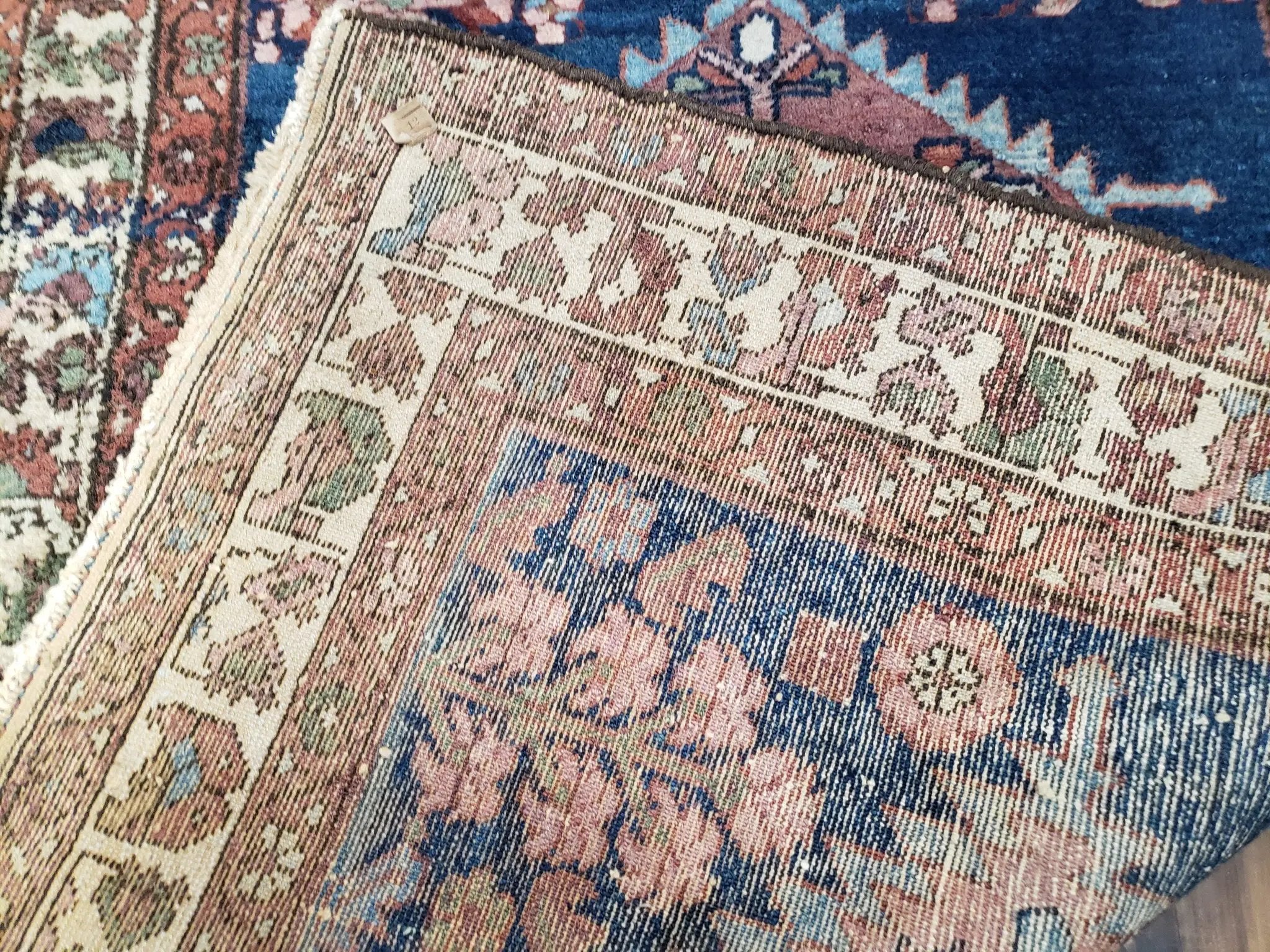 Blue Vintage Persian Hamadan Rug, Wool, Hand-Knotted, 4x6 ft by Jewel Rugs