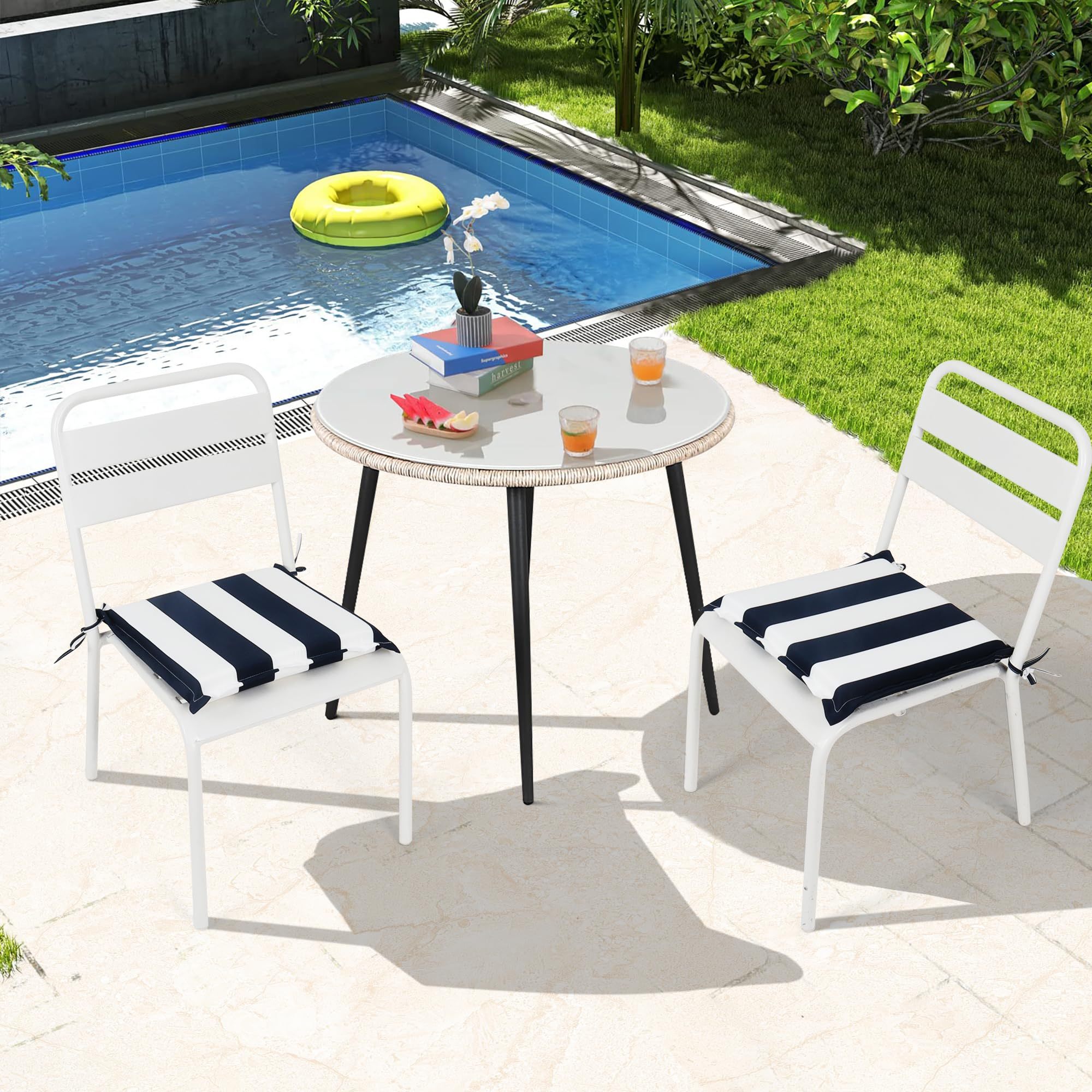 4PCS Outdoor Patio Seat Cushion Replacement with Ties by HouseOfZazla