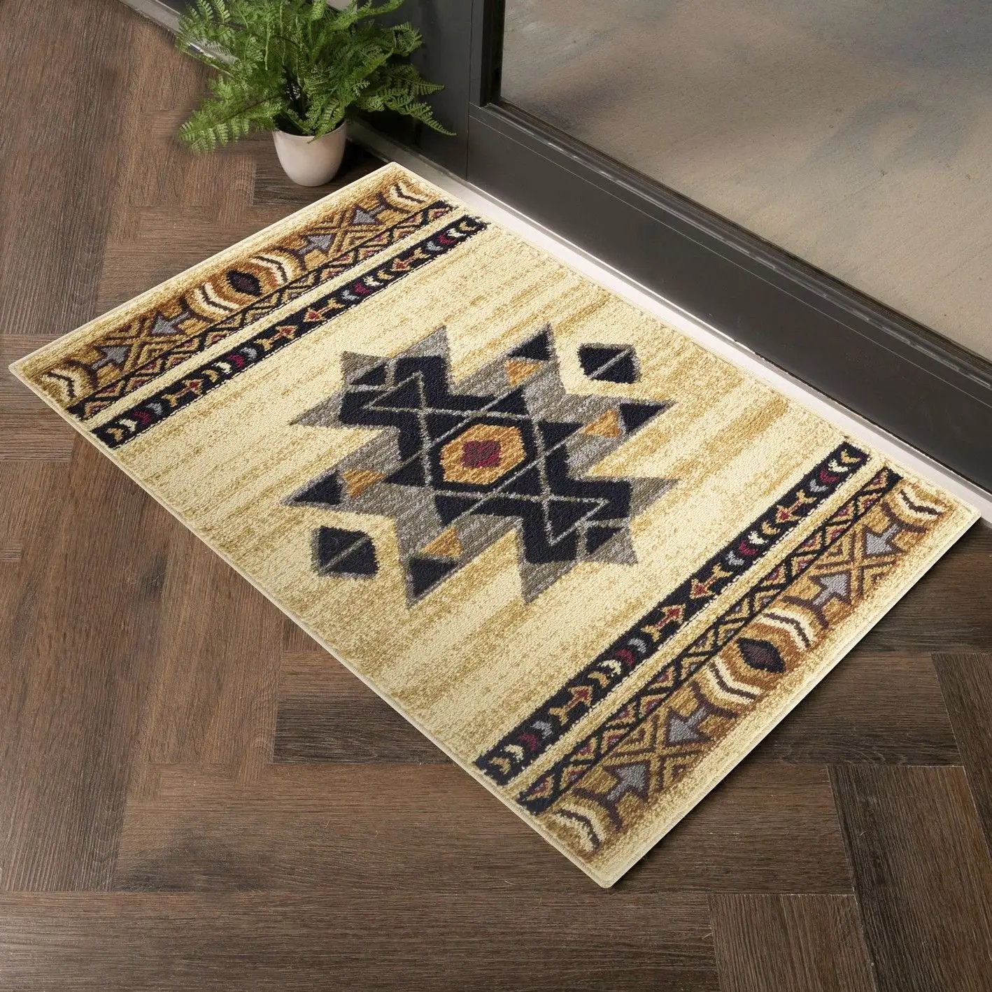 Tribes - 5'3" X 7'3" Southwest Area Rug Polypropylene - Cream by HouseOfZazla