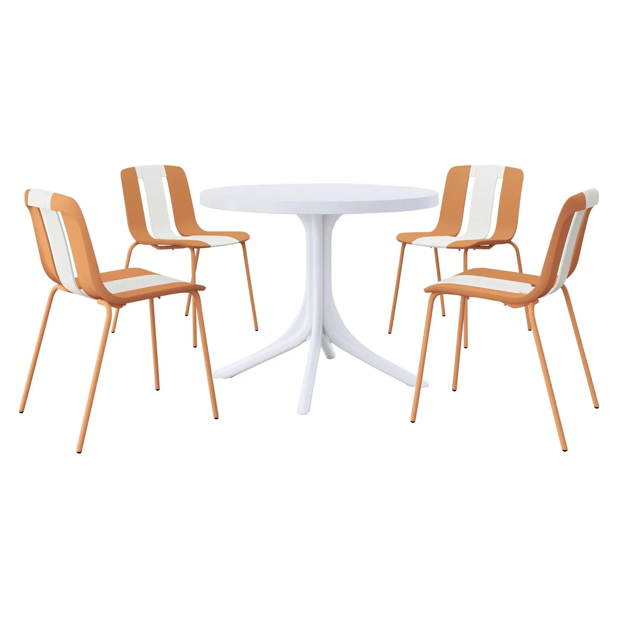 4 Piece Set Of Modern Striped Color Blocking Single Chairs With Round Table by Unique Piece Furniture