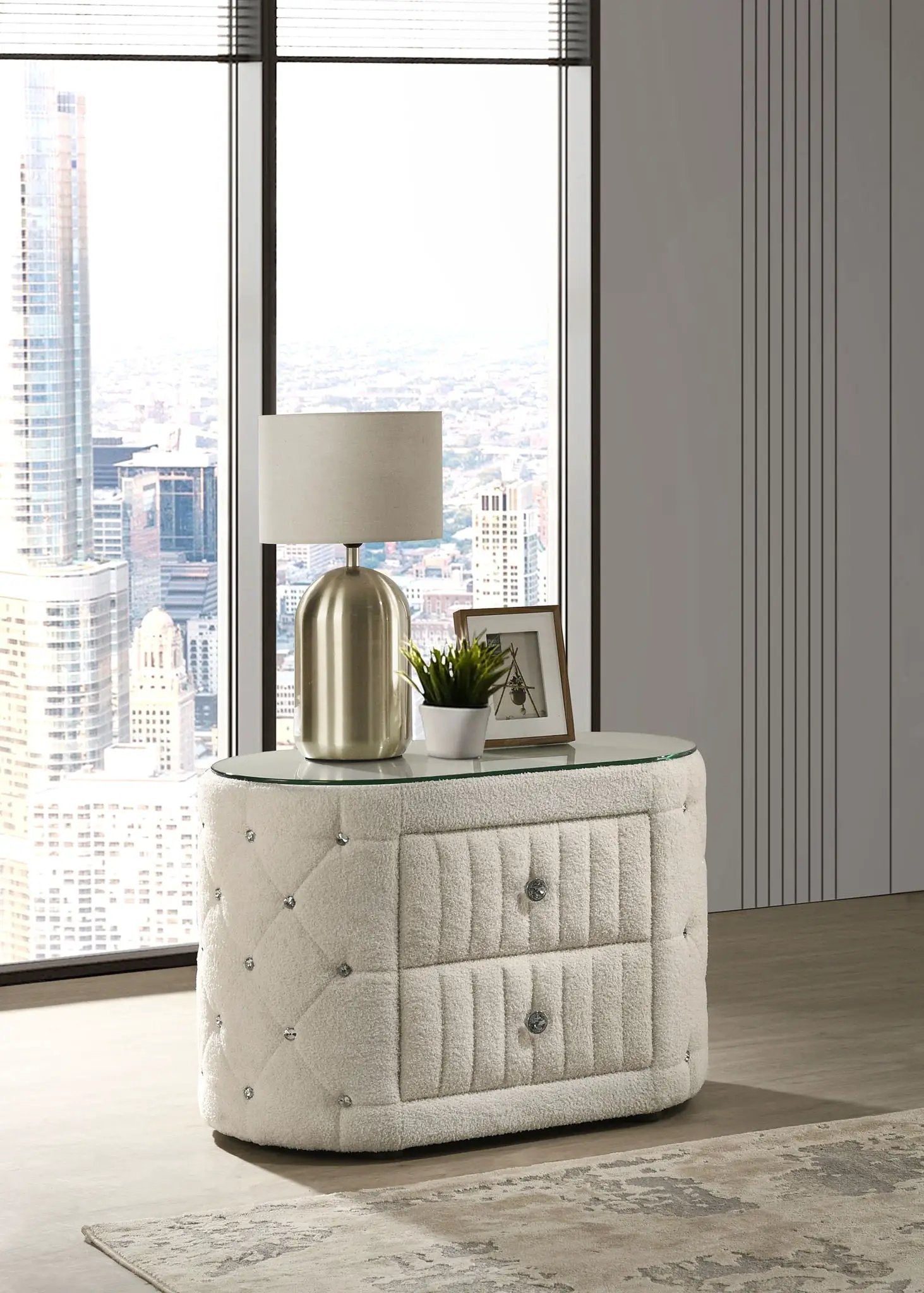 Sonya 2-drawer Upholstered Nightstand Bedside Table Ivory by Unique Piece Furniture