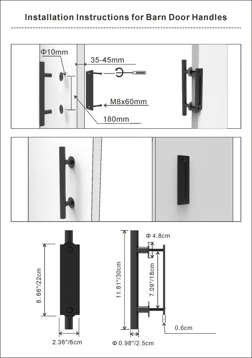 8 FT Double Sliding Barn Door Track and Handle Hardware Kit by HouseOfZazla