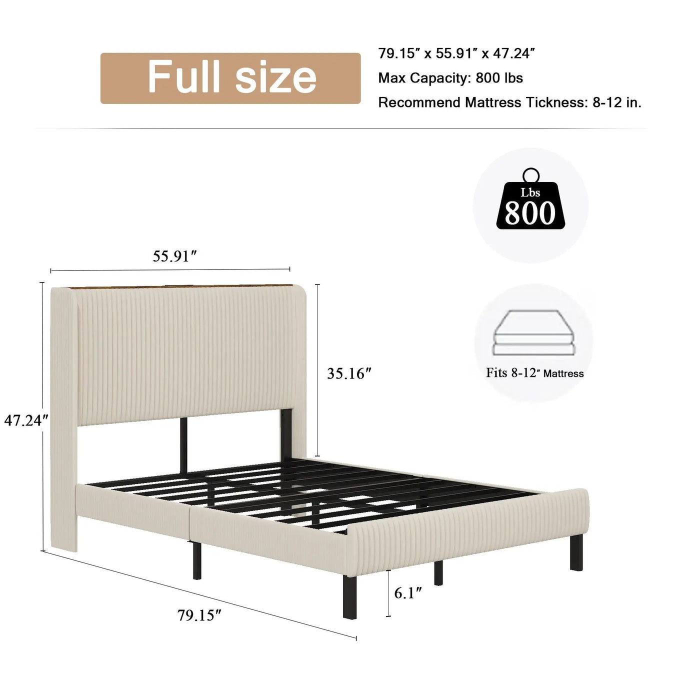 Platform Bed With Metal Frame And Charging Station by HouseOfZazla