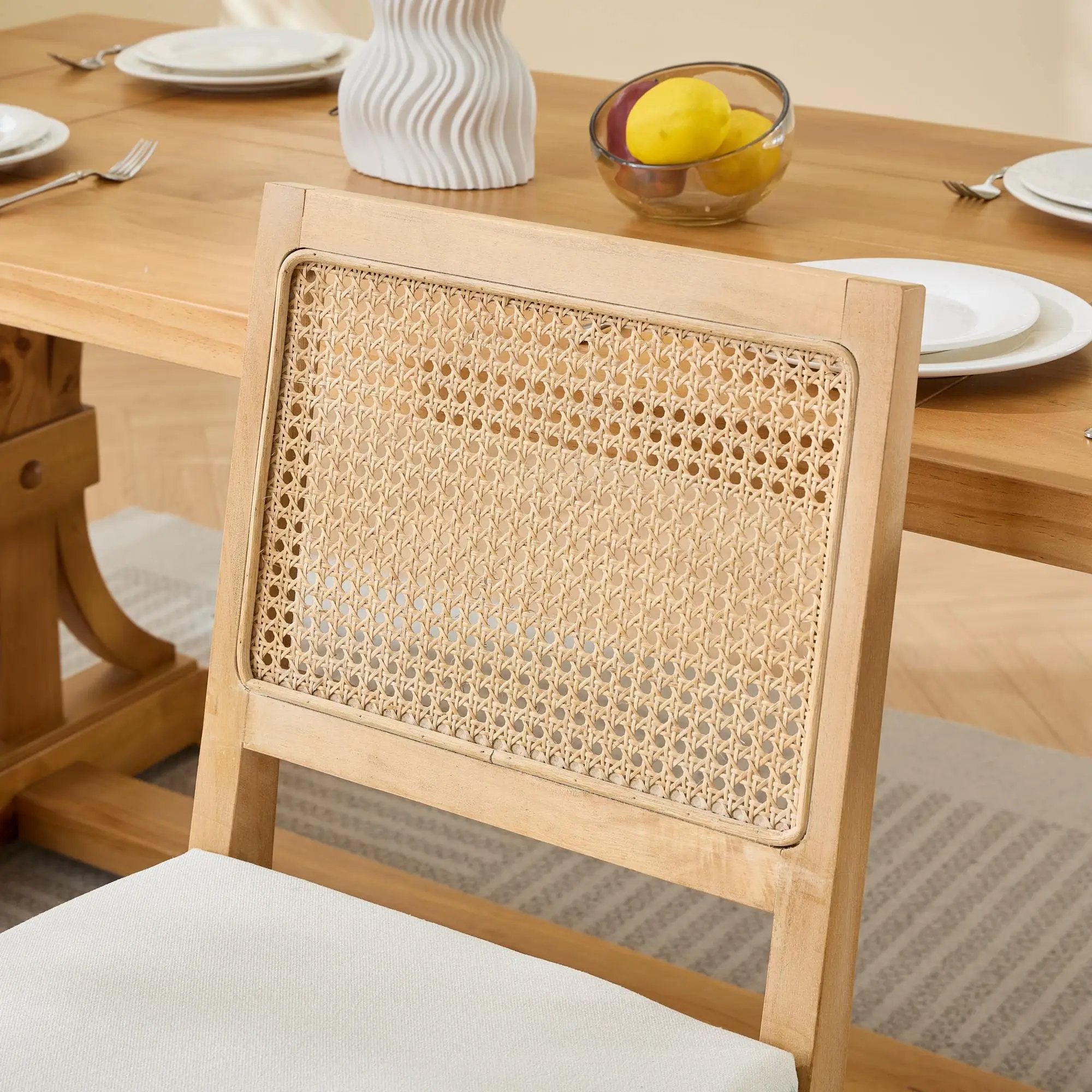 Farmhouse Rattan Dining Chairs Set of 2 by HouseOfZazla