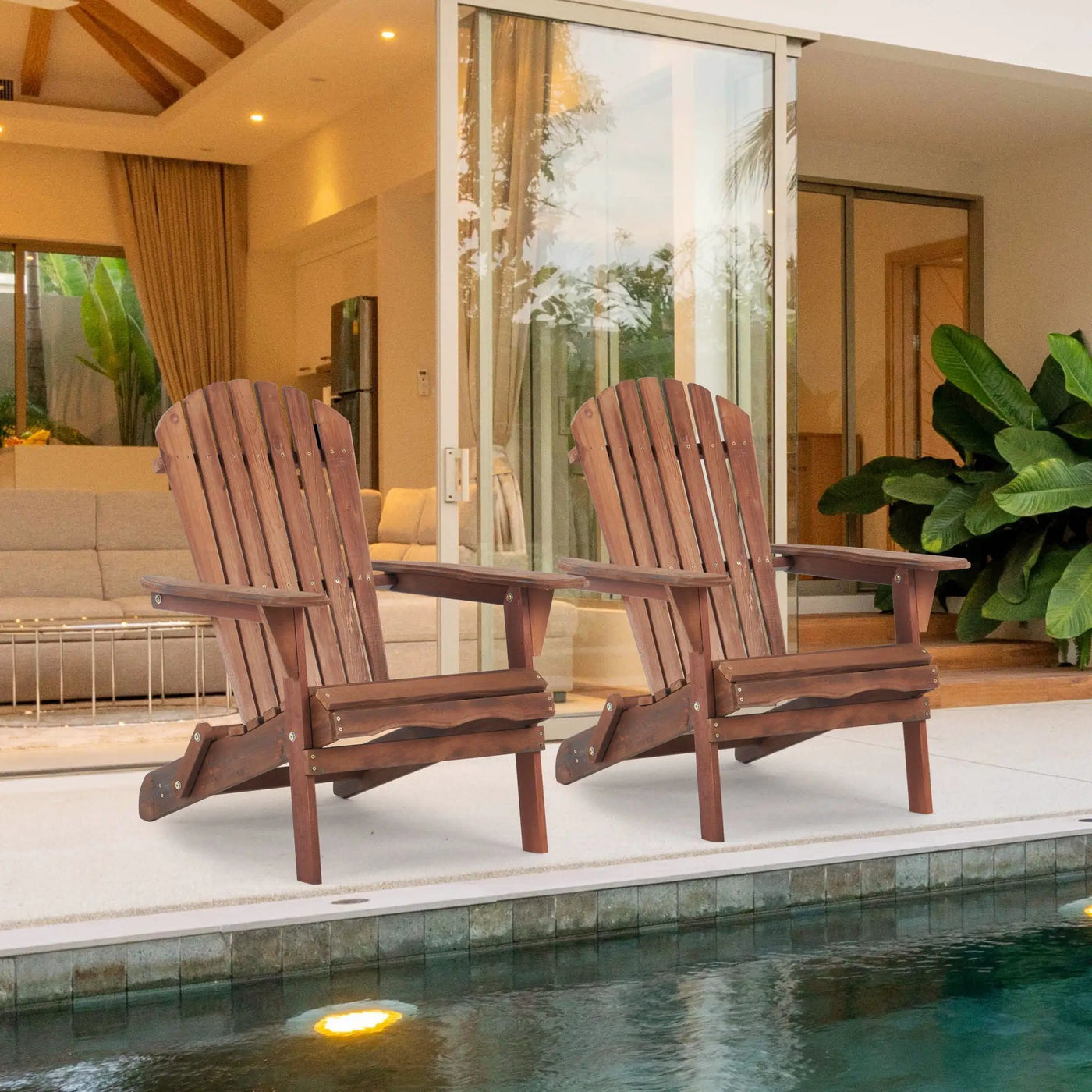 Lounge Patio Chair For Garden Outdoor Wooden Folding Adirondack Chair (Set of 2) Solid Cedar Wood Lounge Patio Chair For Garden by HouseOfZazla