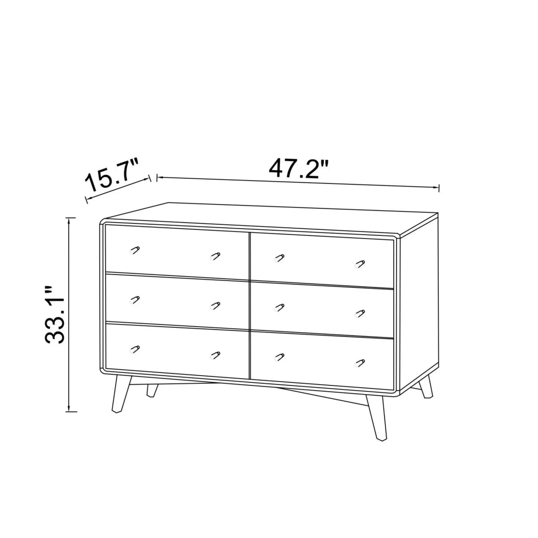 Dresser 6 Drawer - Dark Brown / White by HouseOfZazla