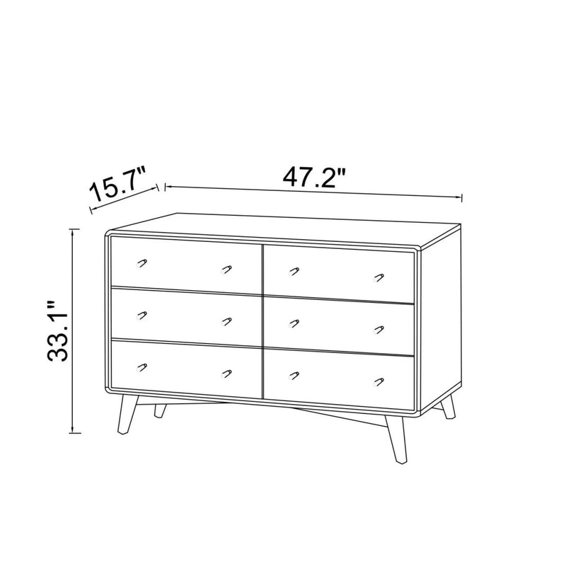 Dresser 6 Drawer - Dark Brown / White by HouseOfZazla