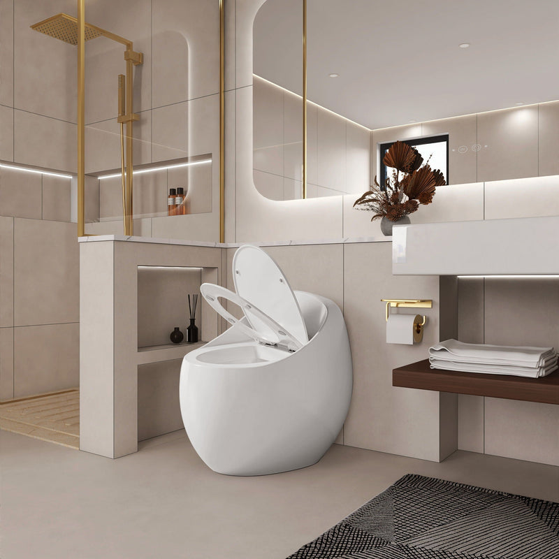 Modern Egg Shape Toilet 1.28 Gpf Single Flush Ceramic by HouseOfZazla