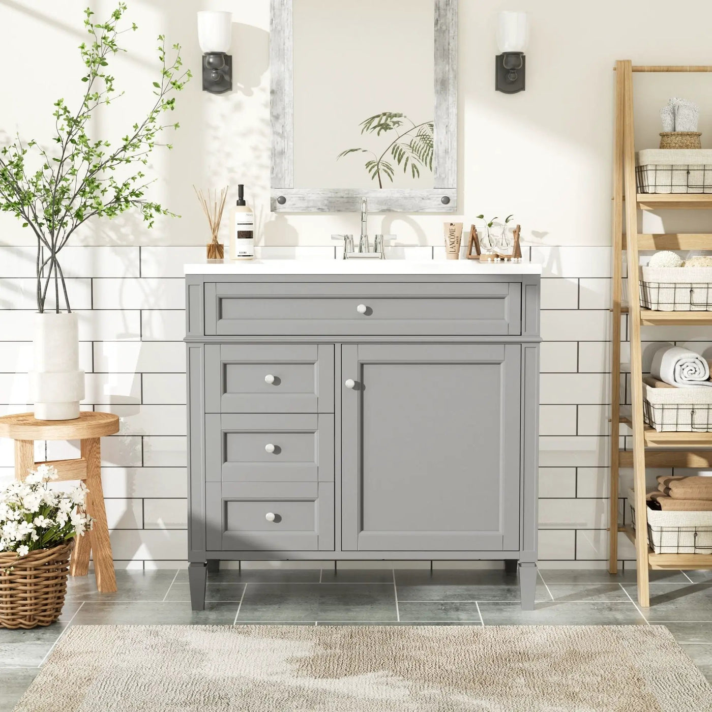 Bathroom Vanity With Top Sink, 2 Drawers And Tip Out Drawer by HouseOfZazla