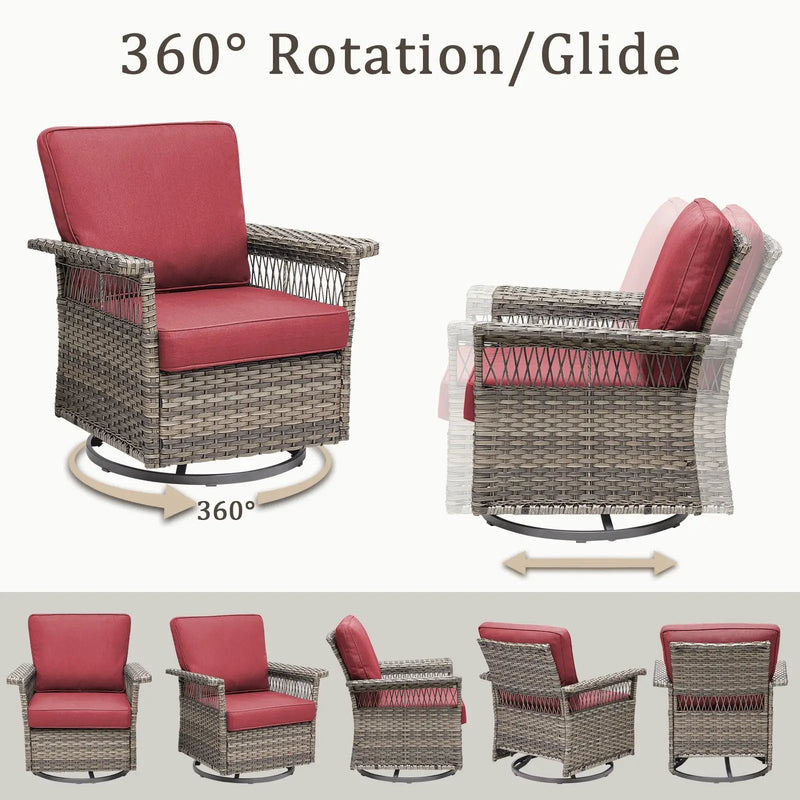 2 Piece Swivel Rocker Patio Chairs Set with Thick Cushions by HouseOfZazla