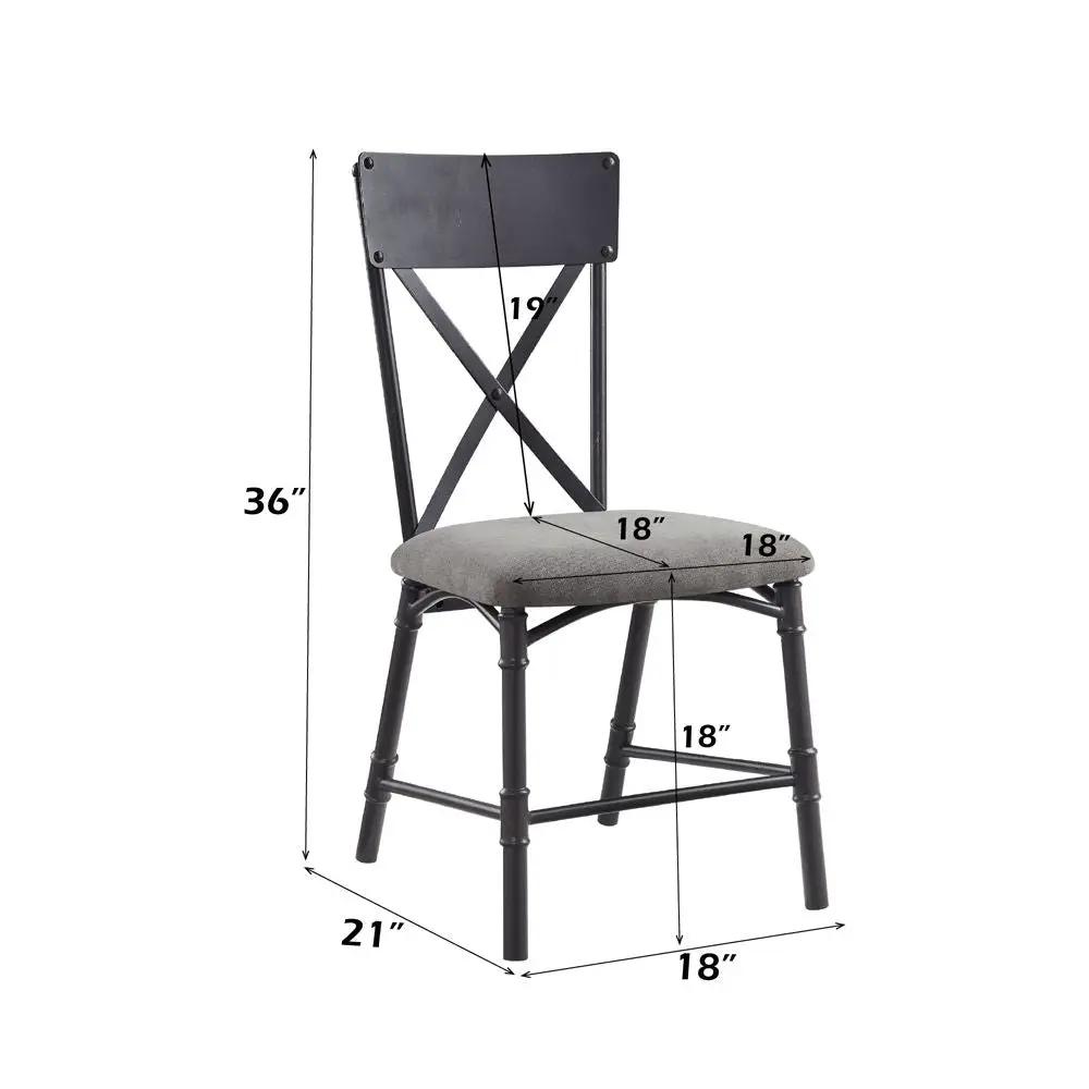 Edina - Side Chair (Set of 2) - Gray Fabric, Oak & Sandy Black by Unique Piece Furniture