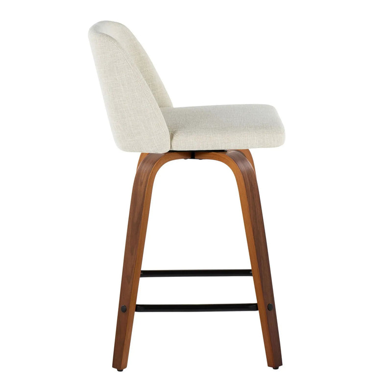 Toriano - Contemporary Fixed Height Counter Stool Swivel With Square Footrest (Set of 2) by HouseOfZazla
