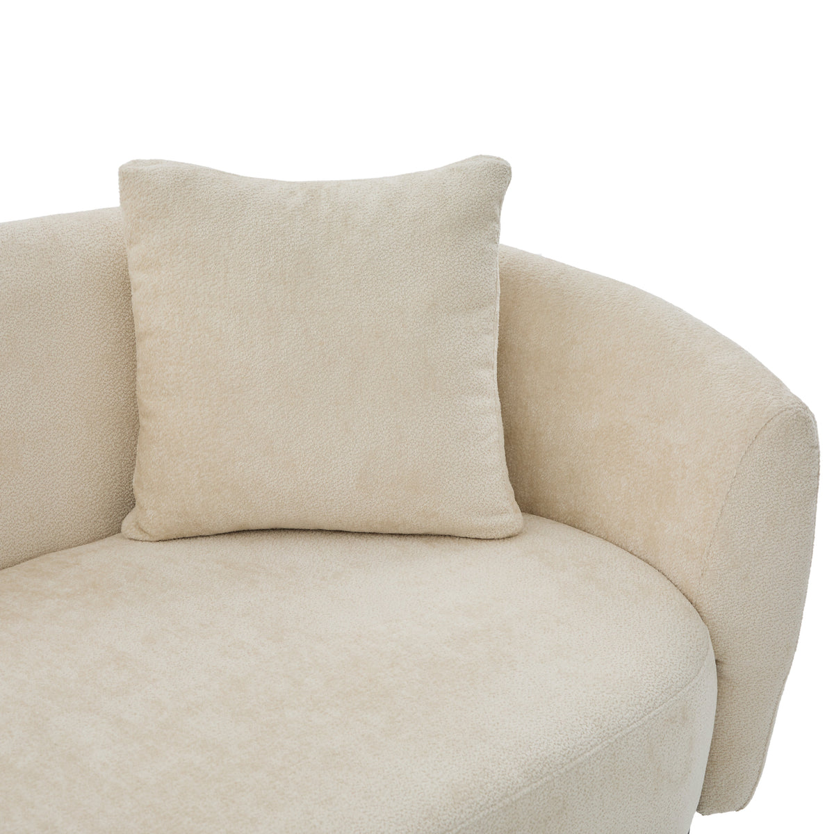 81 in. Curved Boucle Sofa with Wooden Base - Boucle Upholstery, photo 8 of 10