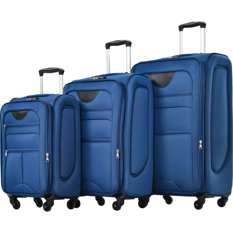 Softside Luggage Expandable 3 Piece Set Suitcase Upright Spinner Softshell Lightweight Luggage Travel Set by HouseOfZazla