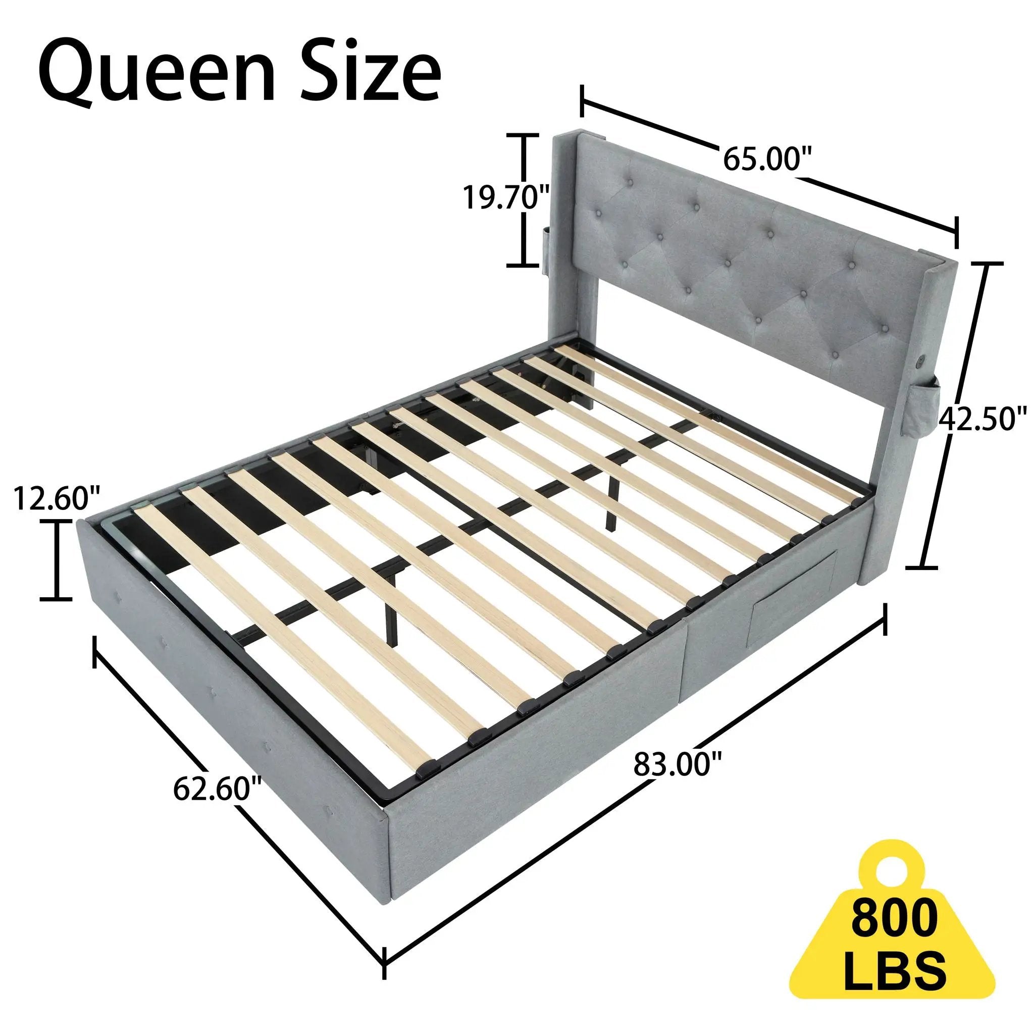 Bed With Gas Lift Storage, USB Ports by Unique Piece Furniture