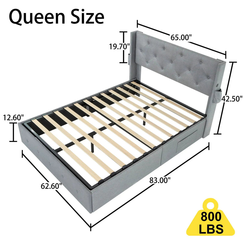 Bed With Gas Lift Storage, USB Ports by HouseOfZazla