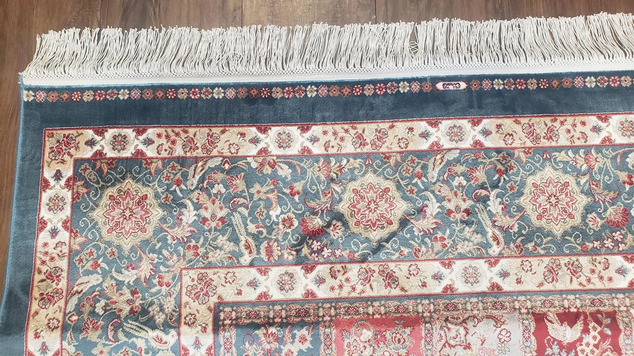 Silk Carpet 4x6 Blue, Panel Design, Four Seasons Pattern, Super Fine & Soft, Bamboo Silk, 4 x 6 Oriental Area Rug, High Quality, New Rug by Jewel Rugs