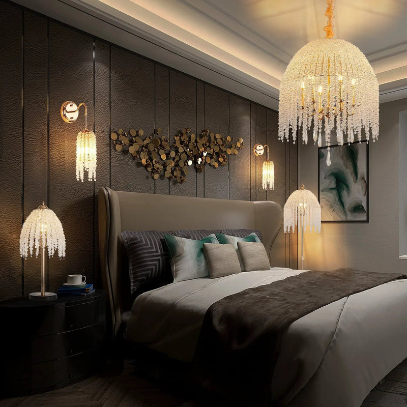 3-Light Elegant Crystal Floor Lamp – Vintage Waterfall Design by HouseOfZazla