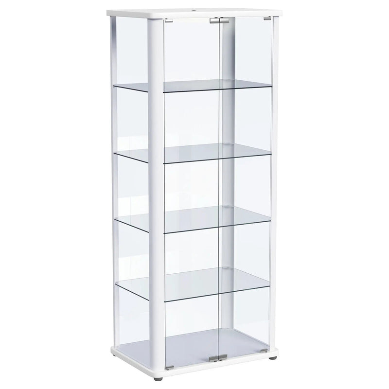 Aero 5-shelf Display Curio Cabinet with LED Lighting White by Unique Piece Furniture