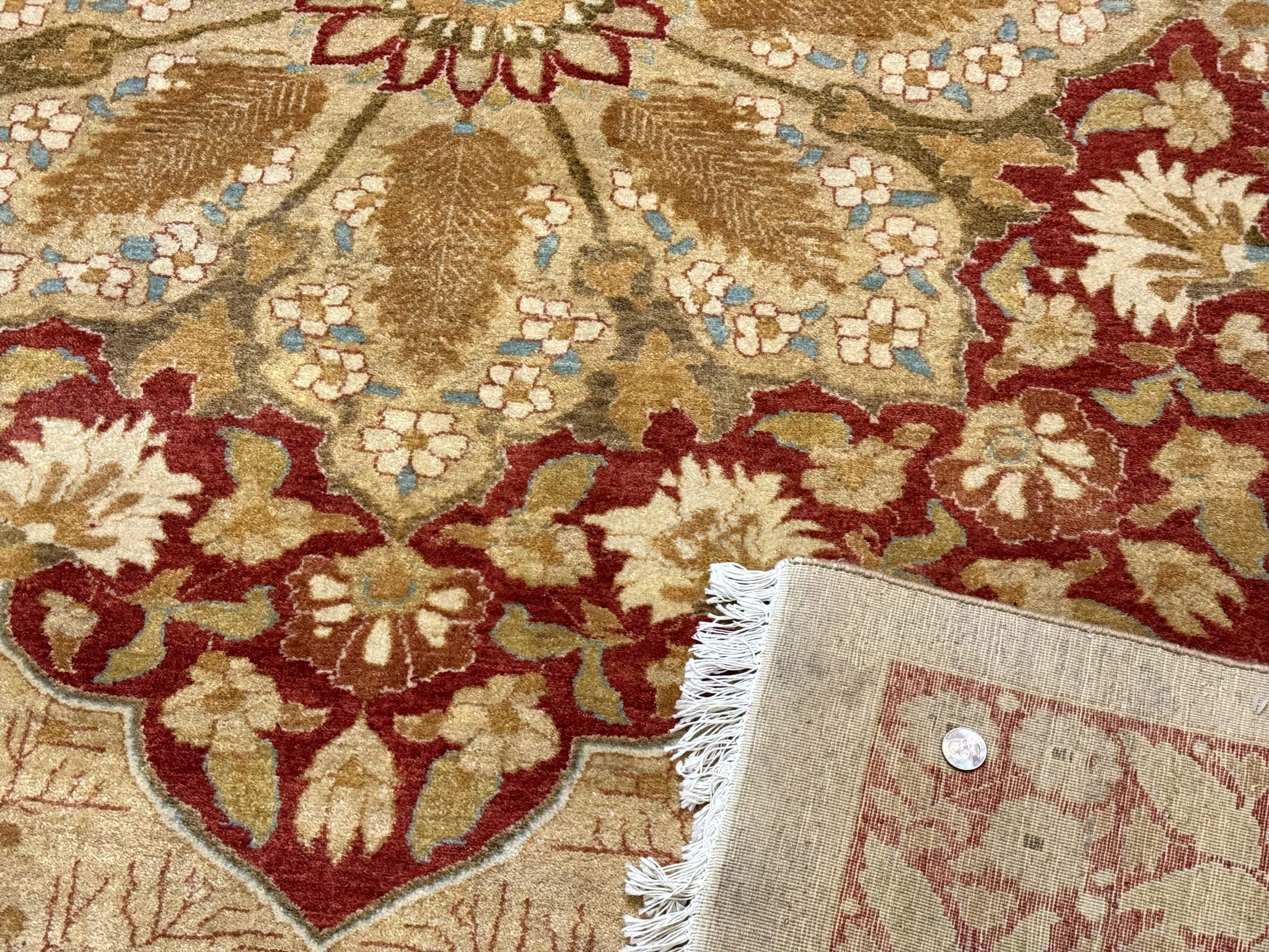 Palace Size Pak Persian Rug 13x17, Haji Jalili Design, Beige and Rust, Wool Hand Knotted, Fine 260 KPSI by Jewel Rugs