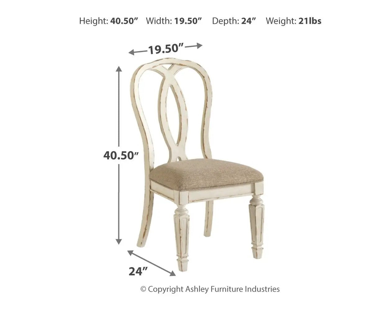 Realyn - Dining UPH Side Chair (Set of 2) - Ribbonback - Chipped White by Unique Piece Furniture