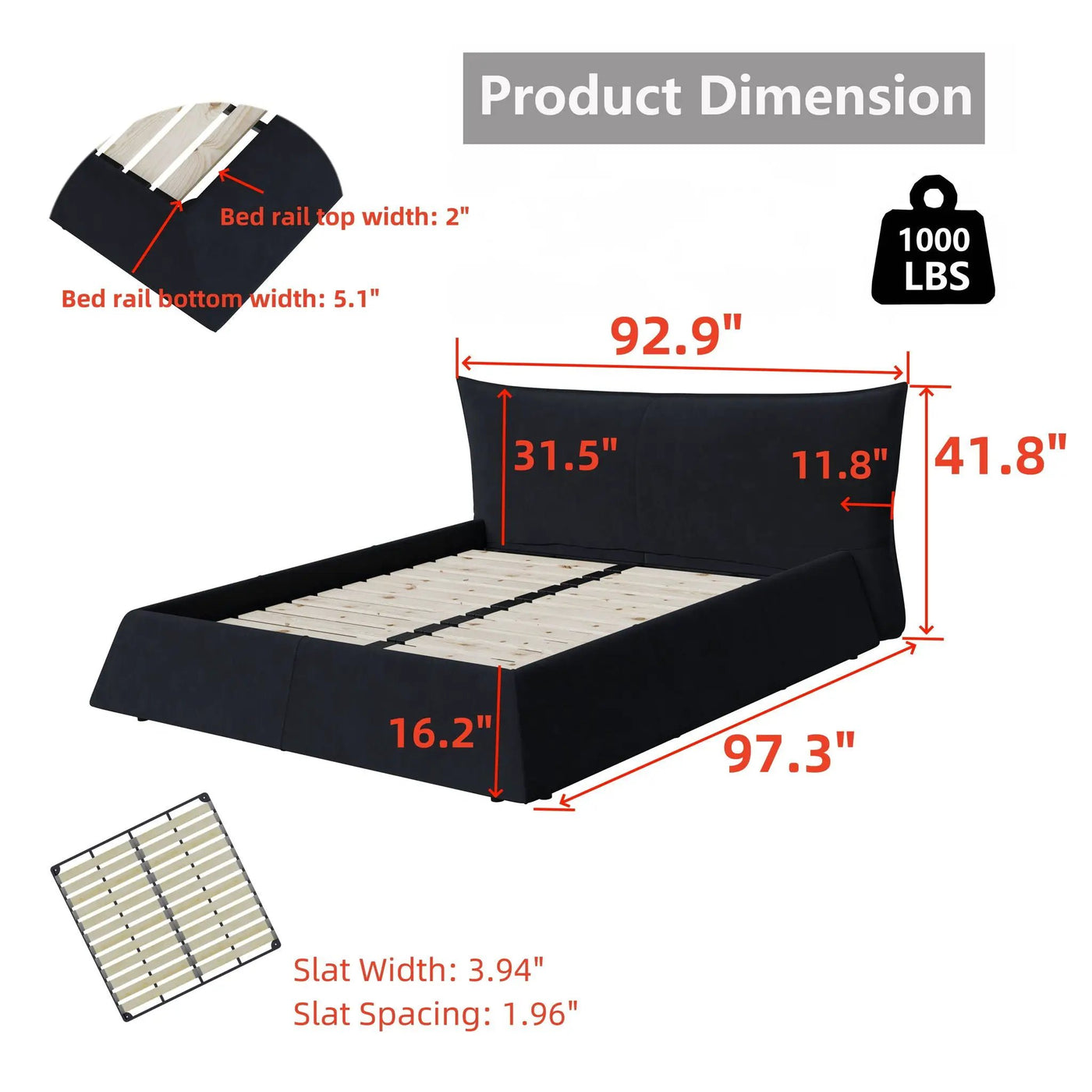 Upholstered Platform Bed With Special Shaped Headboard by HouseOfZazla