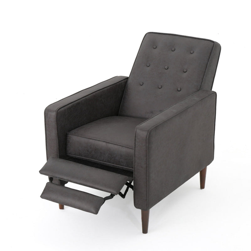 Macedonia - Mid Century Modern Button Tufted Fabric Recliner - Slate by HouseOfZazla