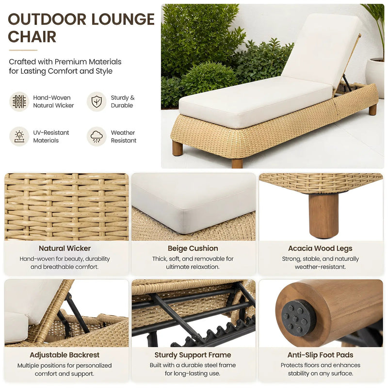 Adjustable Outdoor Wicker Chaise Lounge Chairs Set of 2 by HouseOfZazla