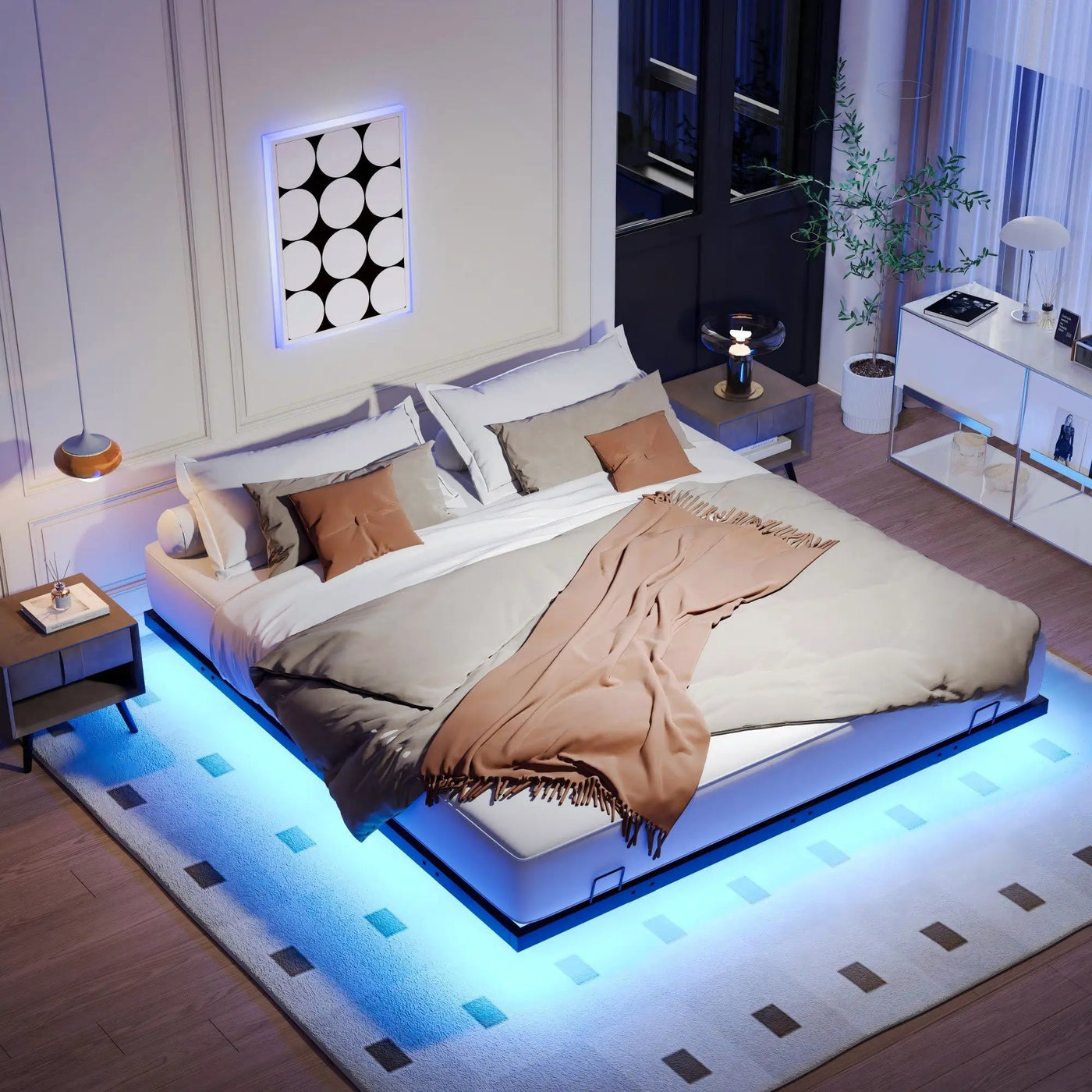 Floating Bed Frames With LED Lights by HouseOfZazla
