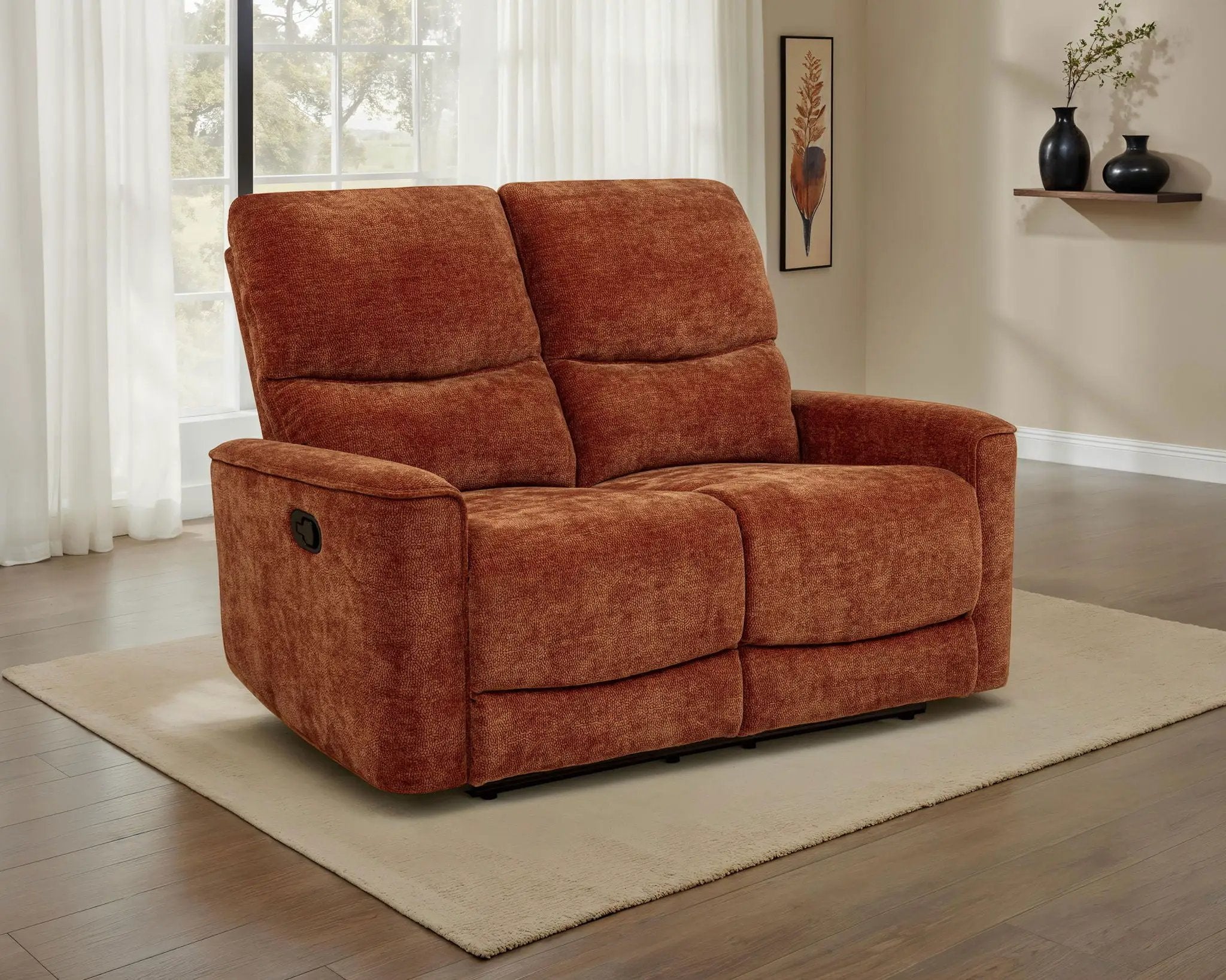 Navarro Chenille Upholstered Reclining Loveseat Burnt Orange by Unique Piece Furniture