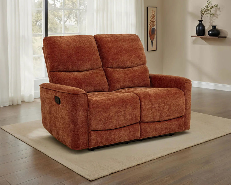 Navarro Chenille Upholstered Reclining Loveseat Burnt Orange by Unique Piece Furniture