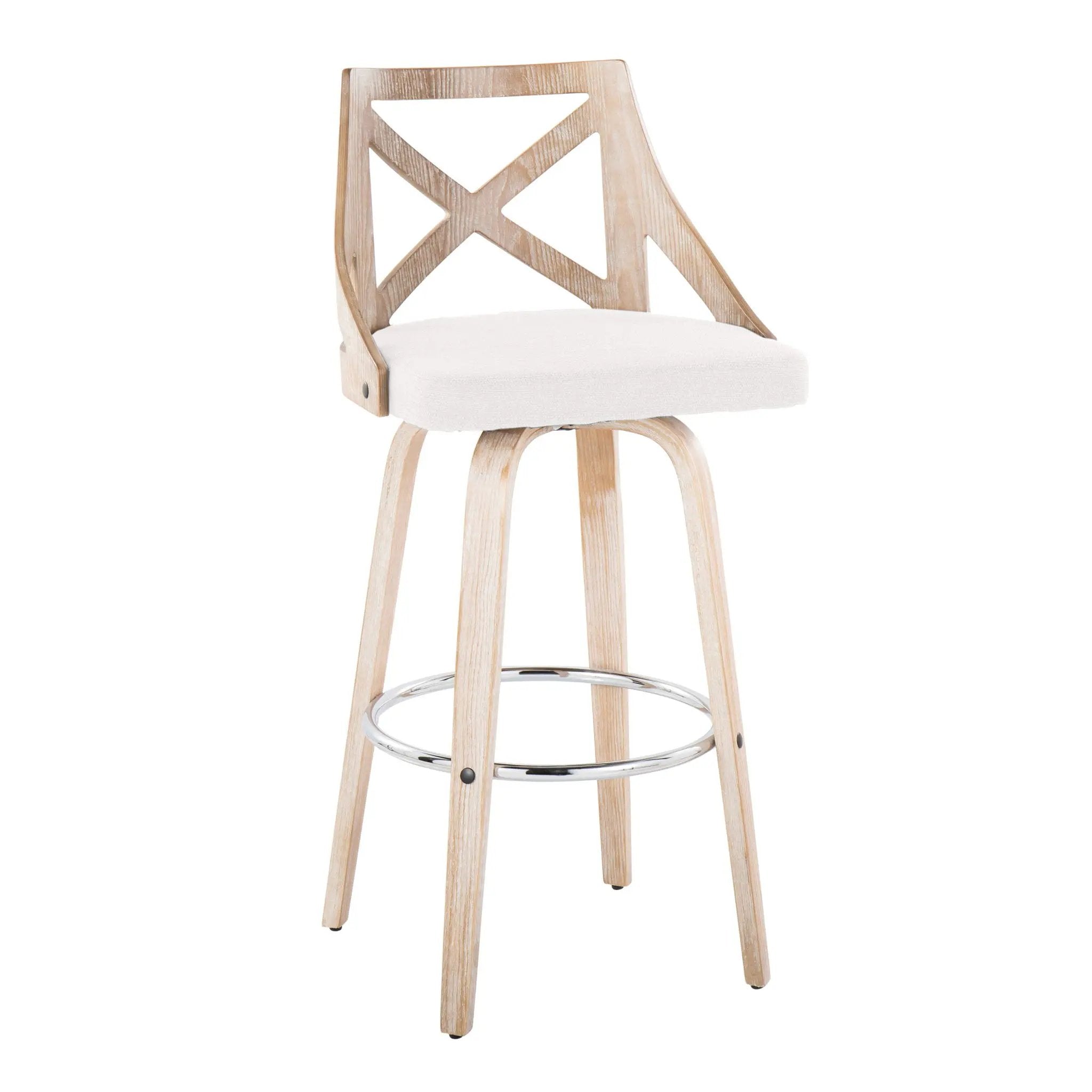 Charlotte - Farmhouse Fixed Height Bar Stool With Swivel And Round Footrest (Set of 2) by Unique Piece Furniture