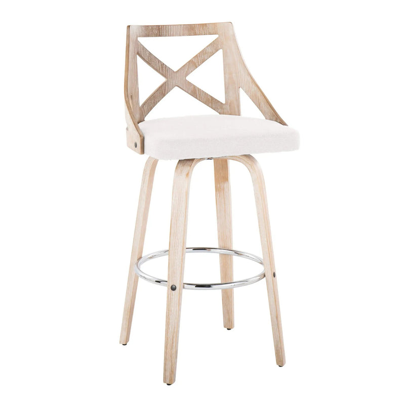 Charlotte - Farmhouse Fixed Height Bar Stool With Swivel And Round Footrest (Set of 2) by Unique Piece Furniture