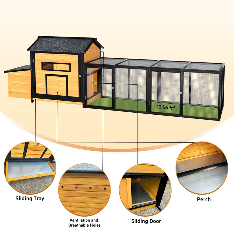 114" Wooden Chicken Coop with Outdoor Run by HouseOfZazla