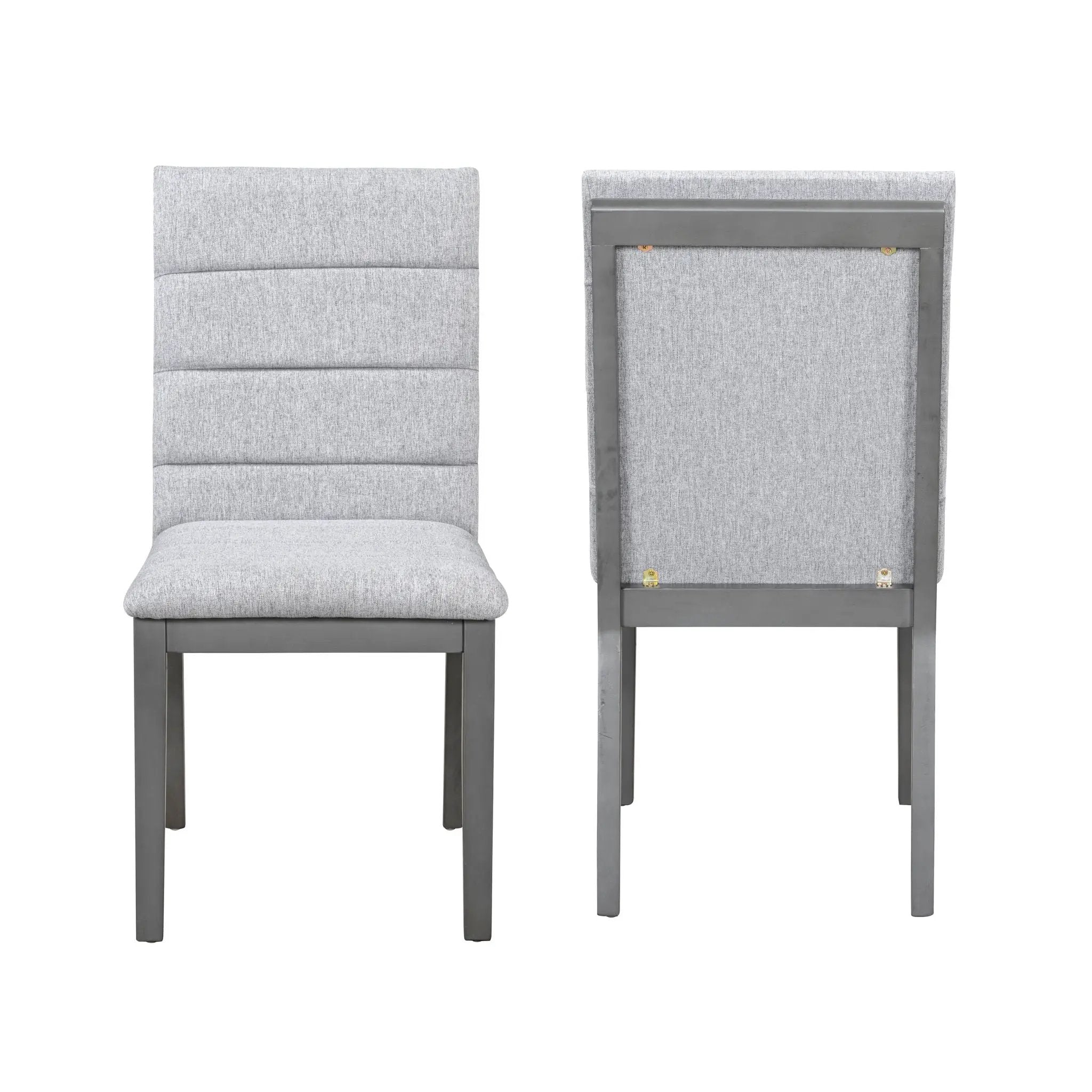 Tufted Upholstery Modern Dining Chairs (Set of 2) Sleek Comfort With Rubber Wood Frame - Gray / Oak by Unique Piece Furniture