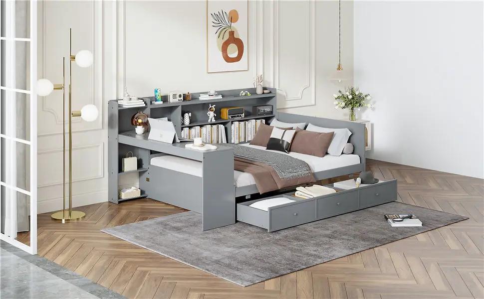 Daybed With 3 Drawers USB Ports And Desk by HouseOfZazla